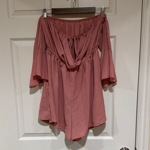 Women's Pink Off-Shoulder Romper